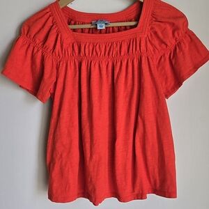 CeCe Red-Orange Short Sleeve Blouse Size Small